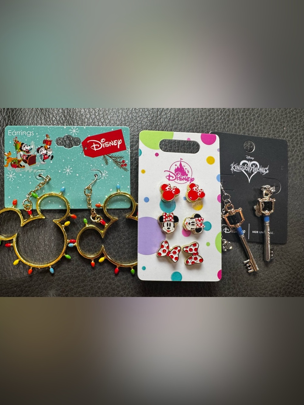 NWT Set of 3 Disney Mickey holiday Minnie stud set and Kingdom hearts sets
